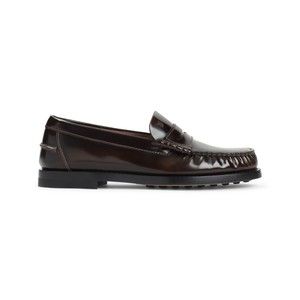 Tods Brown Calf Leather Loafers With Penny Strap - NWT